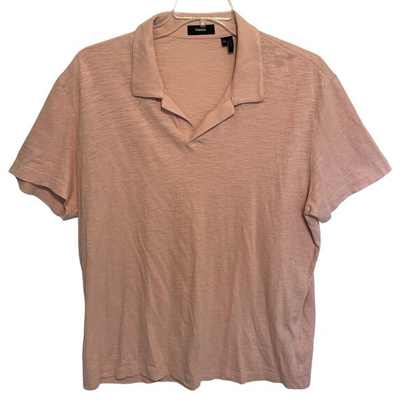 Theory Willem Polo Shirt Men's XXL Lotus Pink Short Sleeve 100% Cotton Casual - Picture 2 of 8